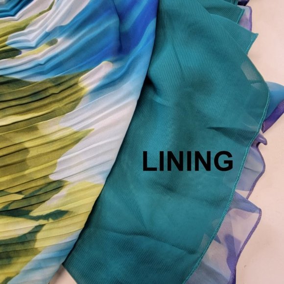 Argenti New York Green Blue Sleeveless Accordion Flare Dress - New - Picture 6 of 16